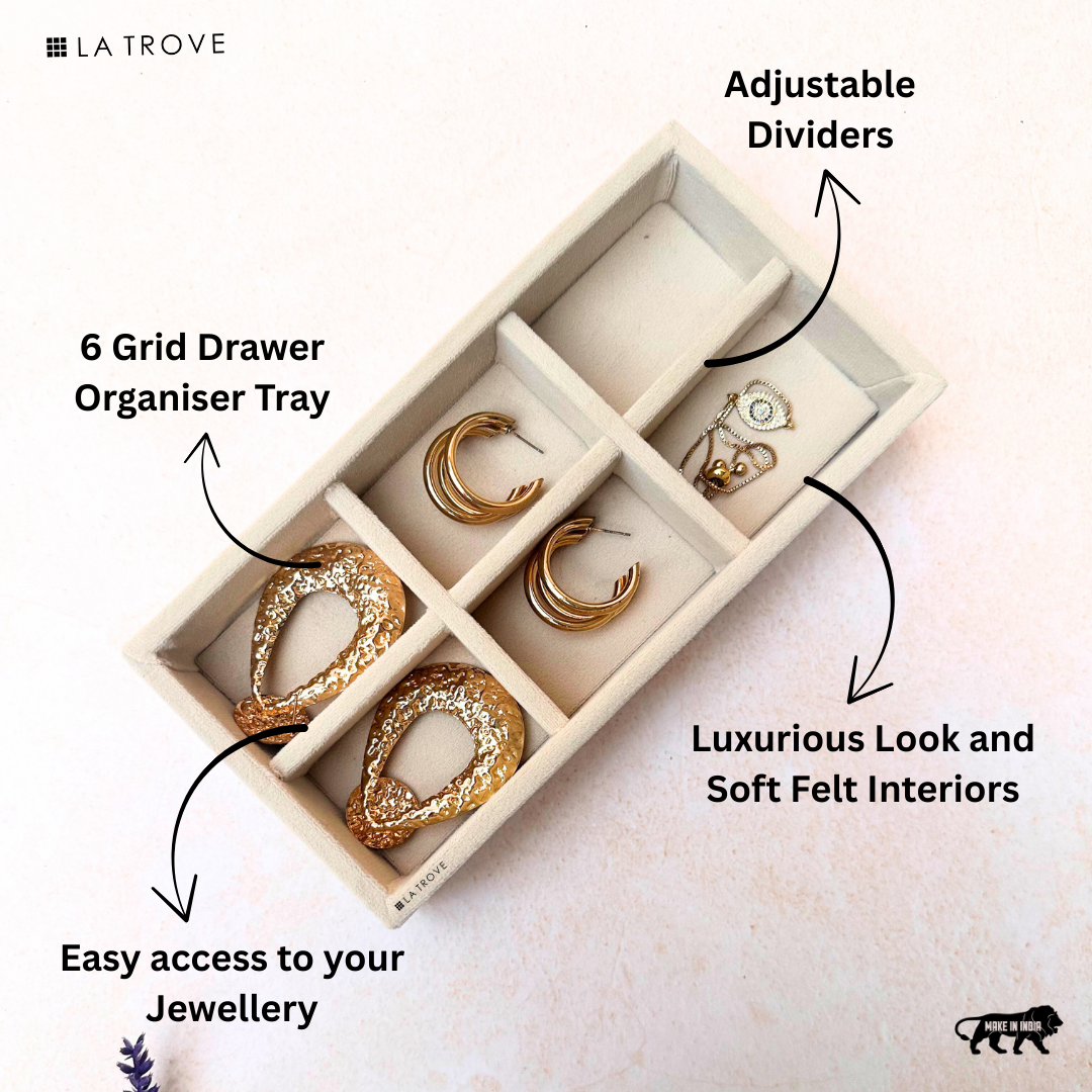 6 Grid Jewellery Organiser Tray