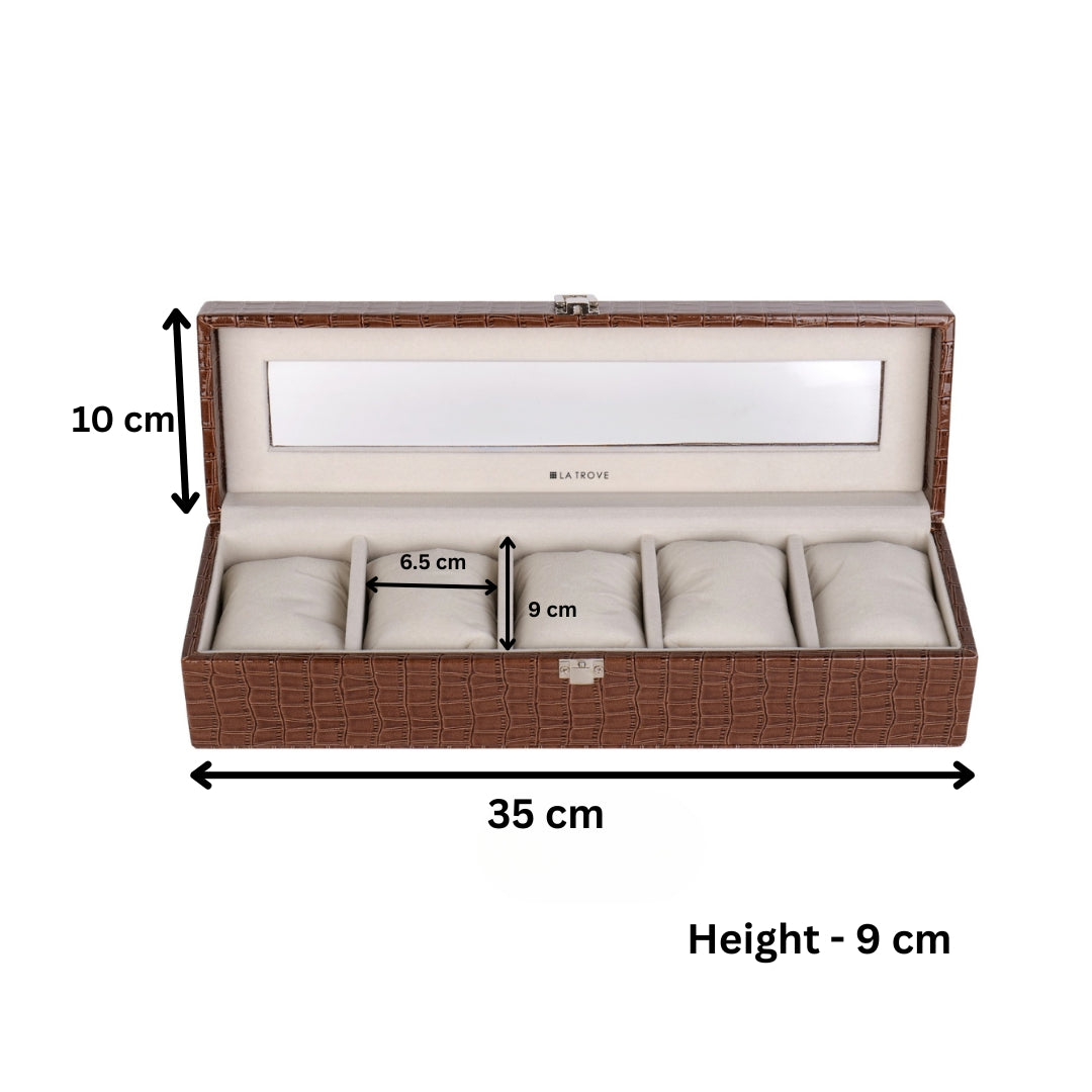 5 Slot Watch Box (With Glass Top)