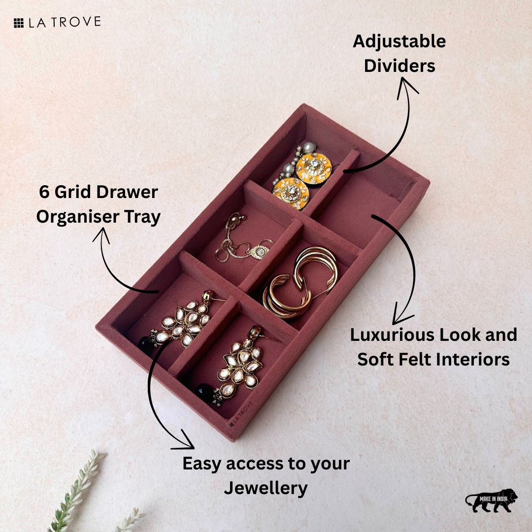 6 Grid Jewellery Organiser Tray