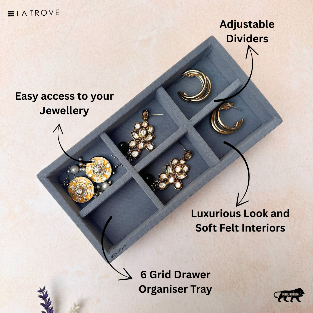6 Grid Jewellery Organiser Tray