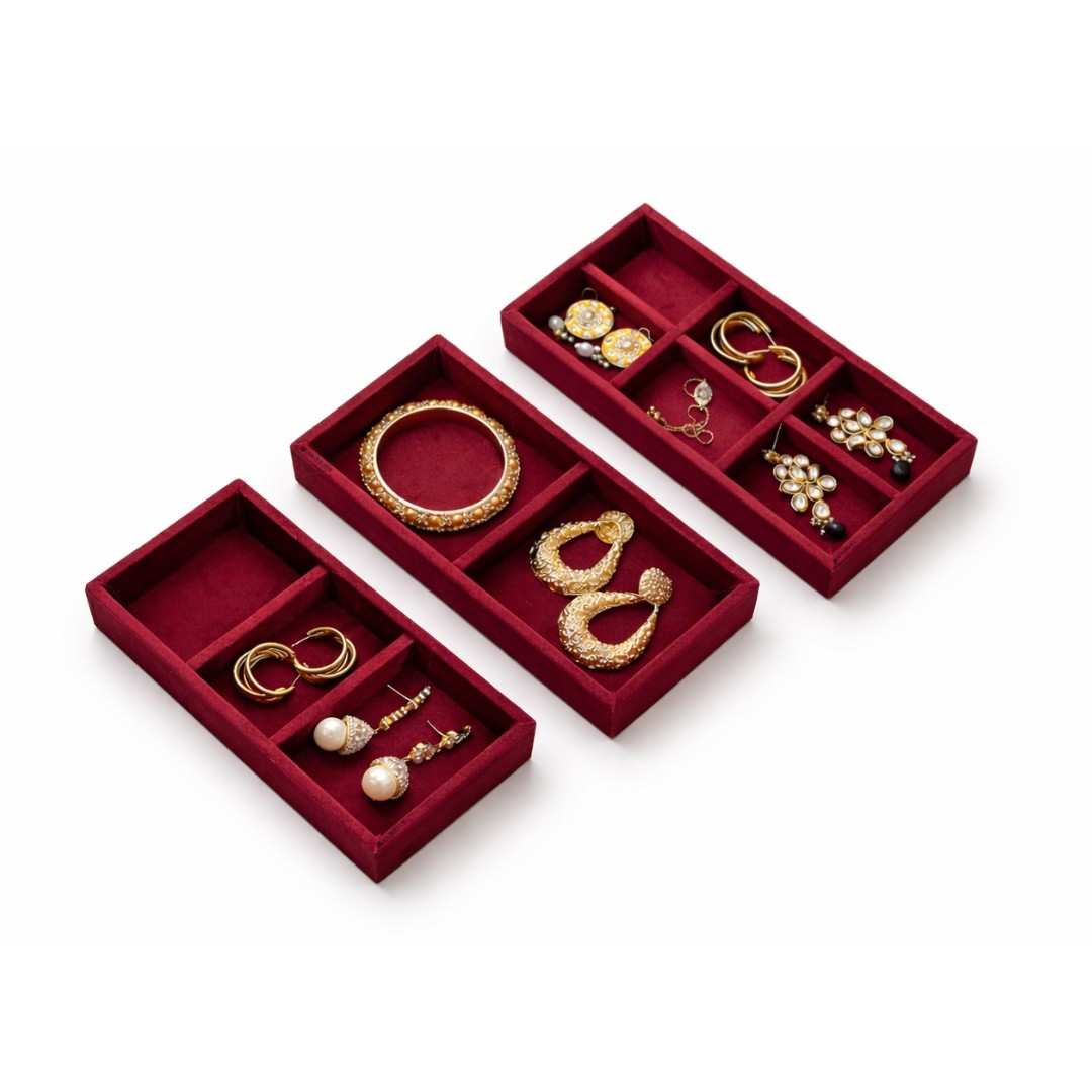 3 Grid, 2 Grid & 6 Grid Mini Jewellery Organiser – Compact Storage Combo