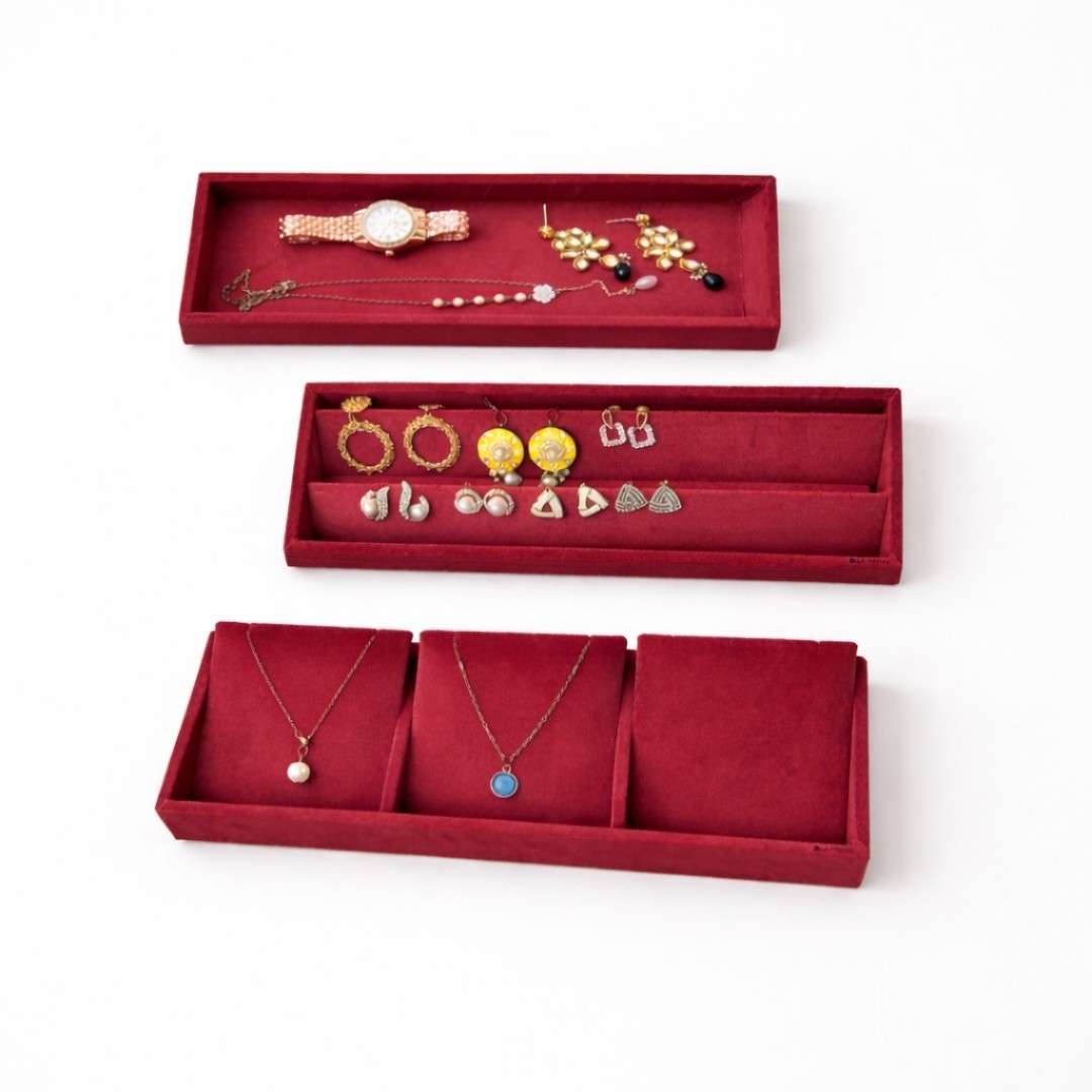 Jewellery Storage Tray Combo (3 Grid Necklace, Earring & Plain Organiser)