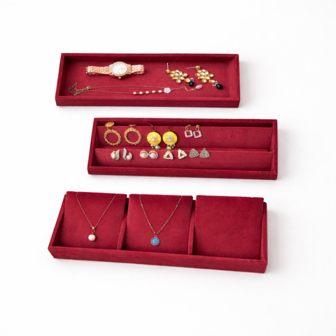 Jewellery Storage Tray Combo (3 Grid Necklace, Earring & Plain Organiser)