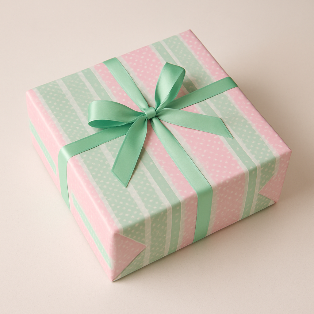 Soft pastel stripe wrapping paper for gifts.