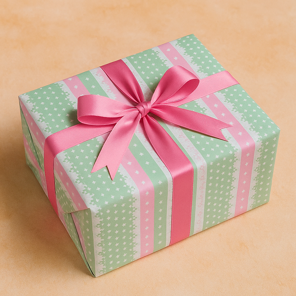 Pastel candy stripes packing paper roll by La Trove.