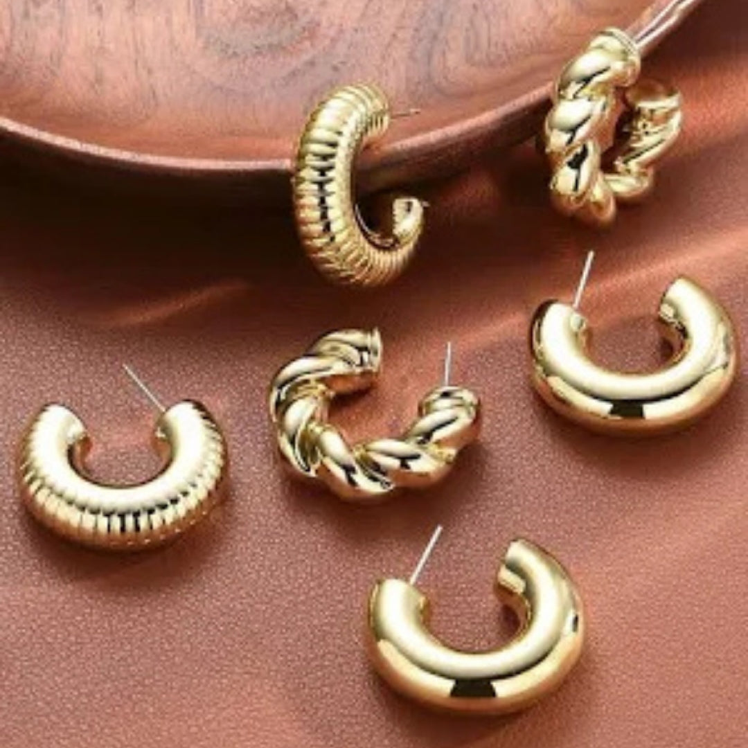Golden Hoop Elegance Set – 3 Styles in One