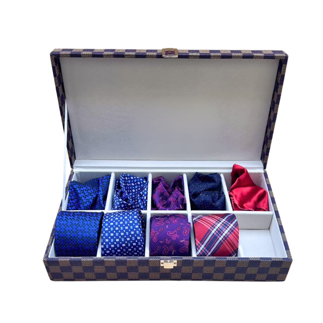 10 Slot Tie & Pocket Square Box