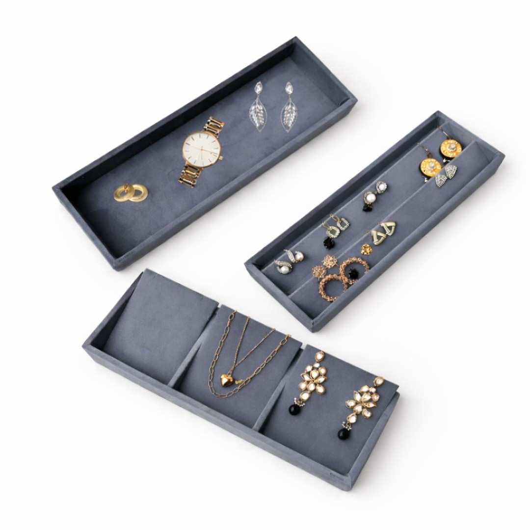 Jewellery Storage Tray Combo (3 Grid Necklace, Earring & Plain Organiser)