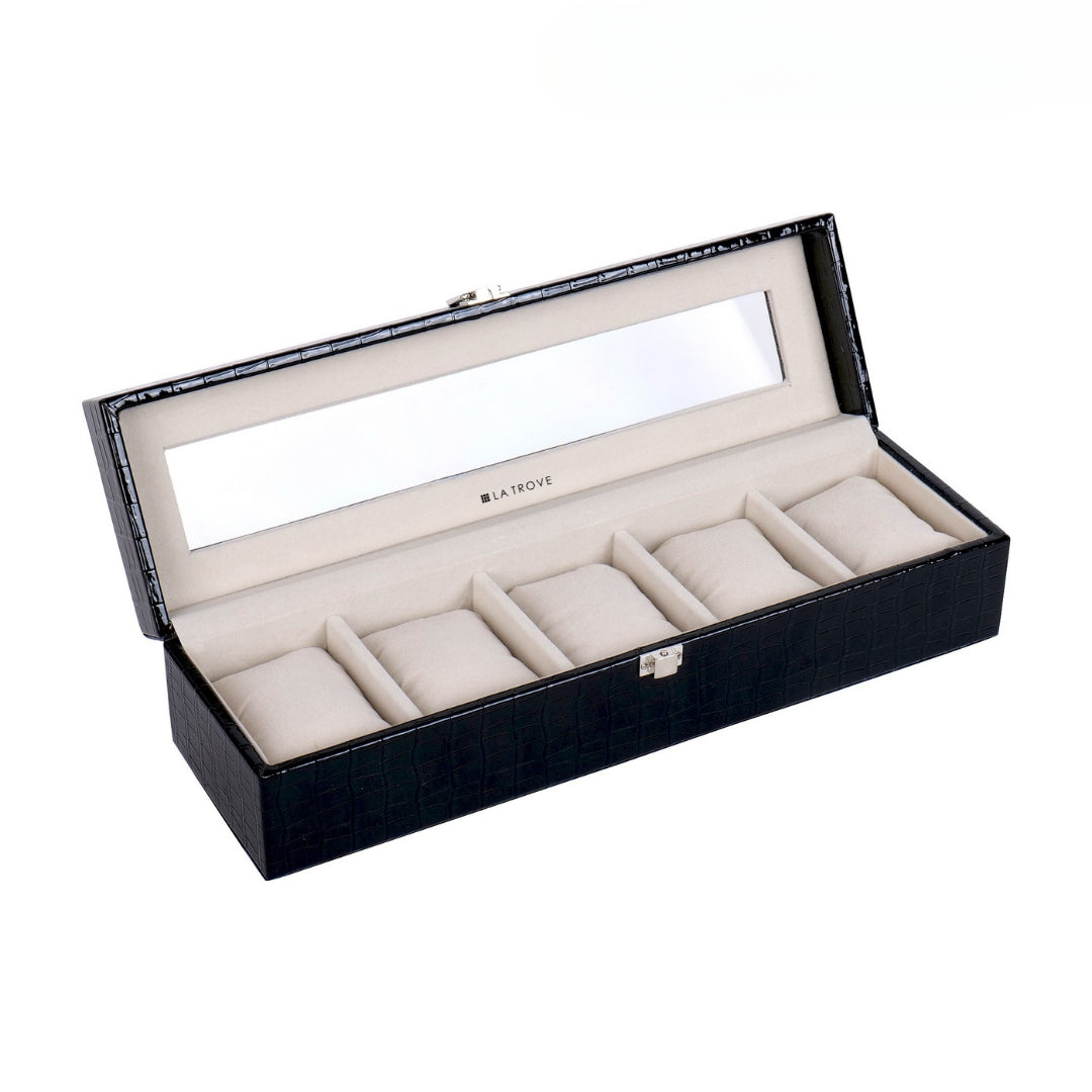 5 Slot Watch Box (With Glass Top)