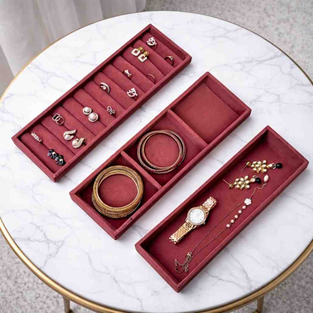 Jewellery Tray Combo Ring, 3 Grid & Plain Organizer