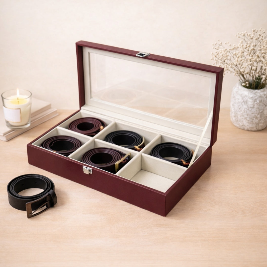 TBT Belt Organiser Box With Glass Top
