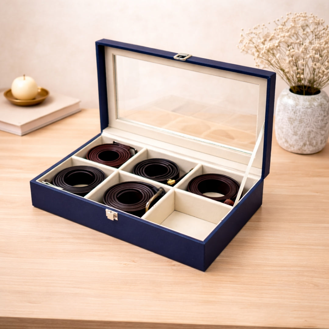 TBT Belt Organiser Box With Glass Top