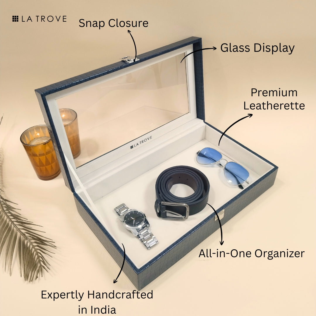 Plain Jewellery & Accessory Organiser Box with Glass Lid