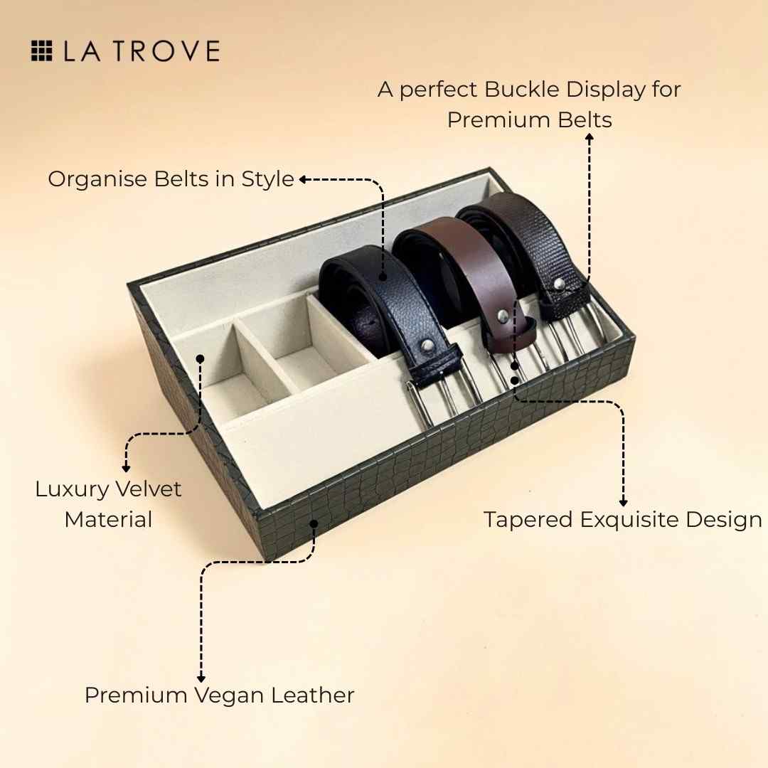 5 Slot Luxury Vegan Leather Belt Tray