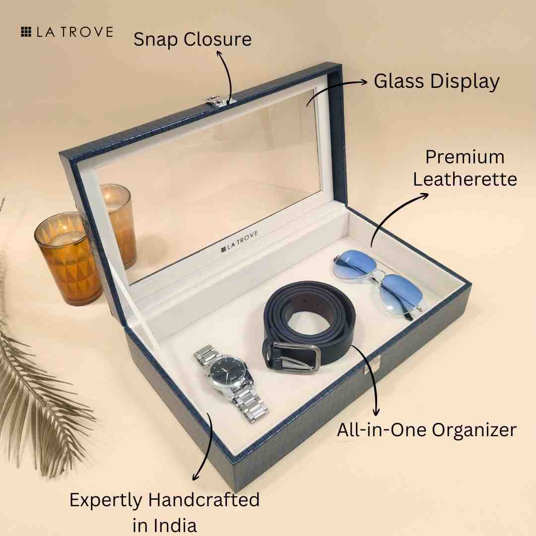 Plain Jewellery & Accessory Organiser Box with Glass Lid