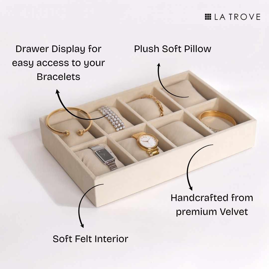 8 Slot Velvet Bracelet Tray Organiser