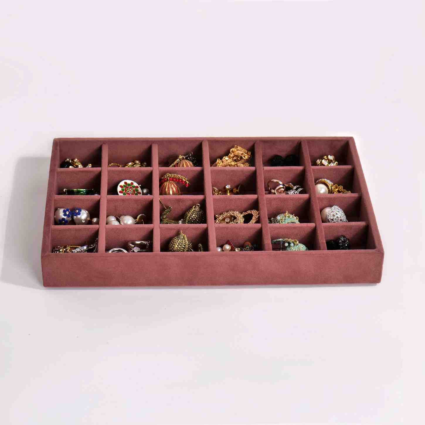 Drawer Stackable Jewellery Trays – Velvet Grid Organisers (4, 6, 12, 24)