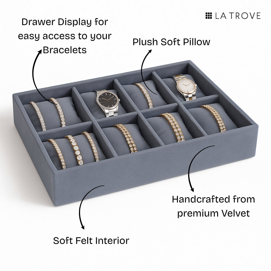 8 Slot Velvet Bracelet Tray Organiser