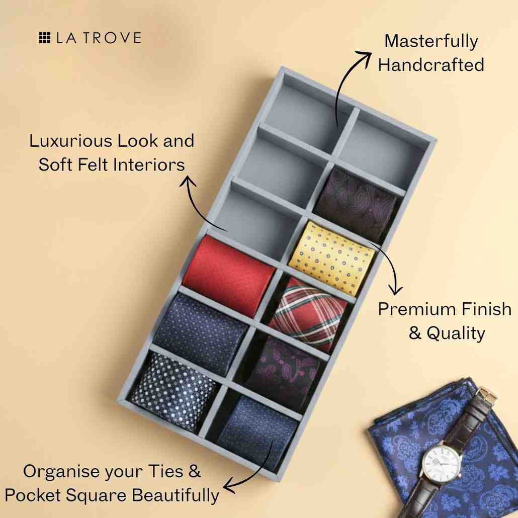 12 Slot Tie Tray for Ties, Scarves & Belts