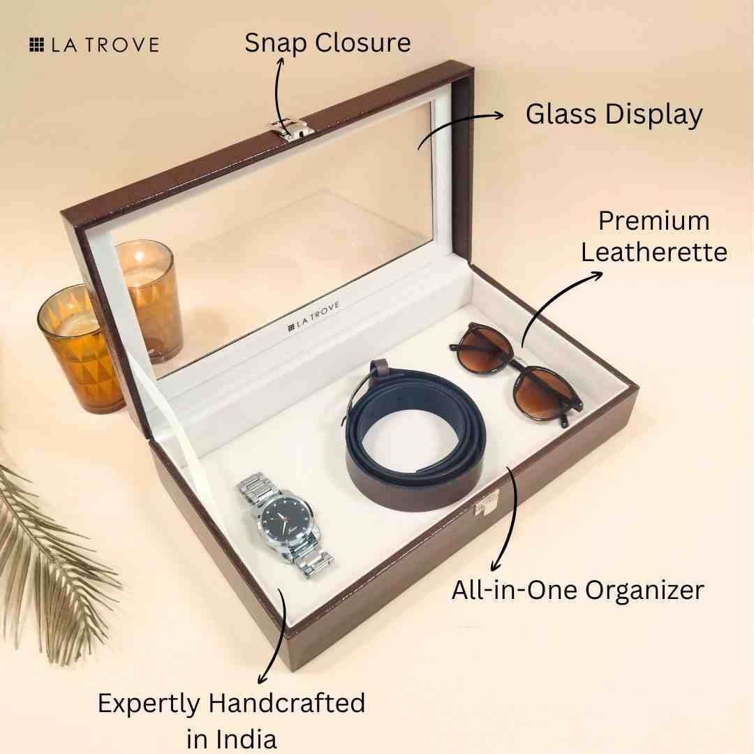 Plain Jewellery & Accessory Organiser Box with Glass Lid