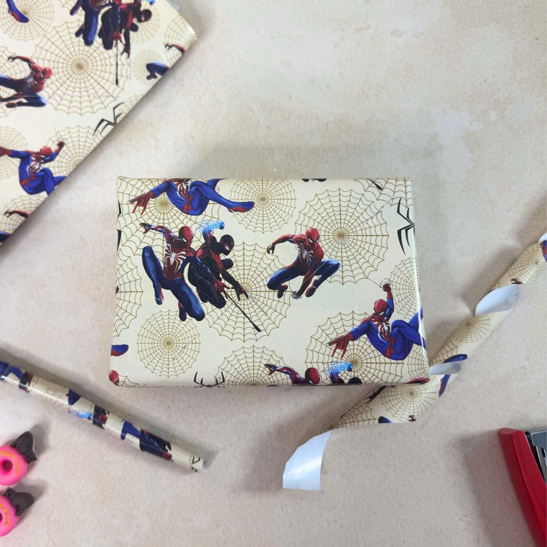 Kids Spider-Man gift wrap sheet by La Trove.