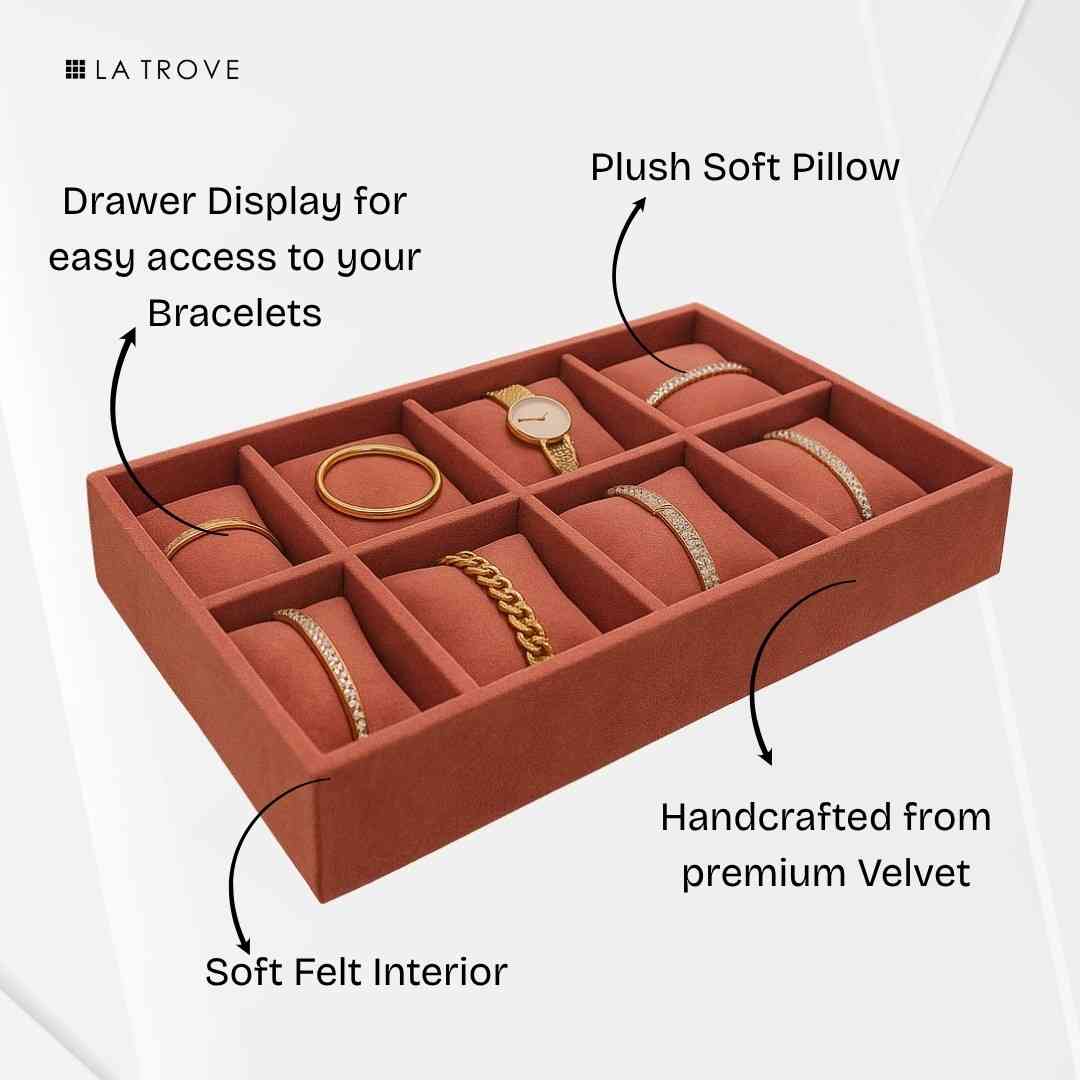 8 Slot Velvet Bracelet Tray Organizer