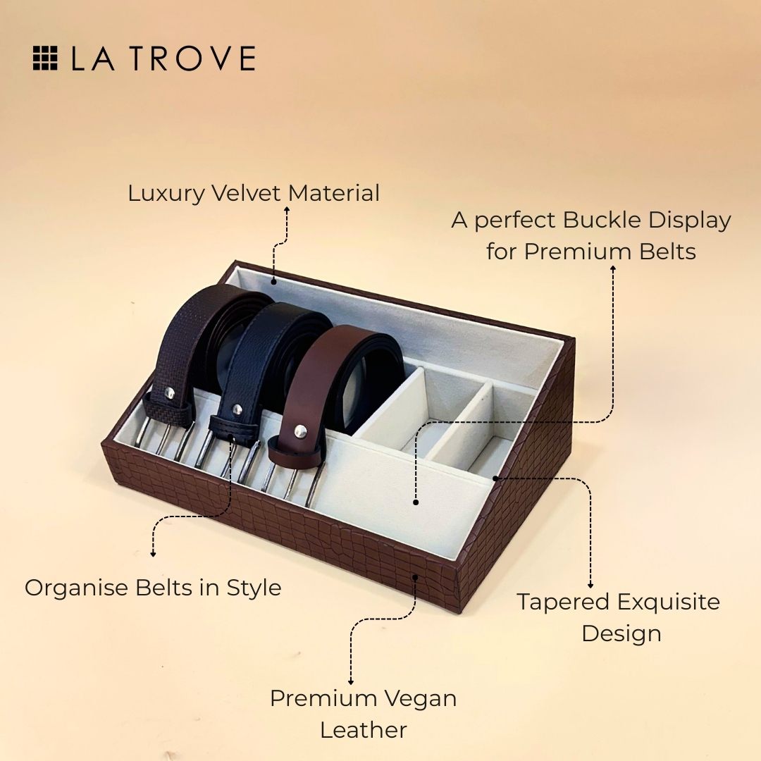 5 Slot Luxury Vegan Leather Belt Tray