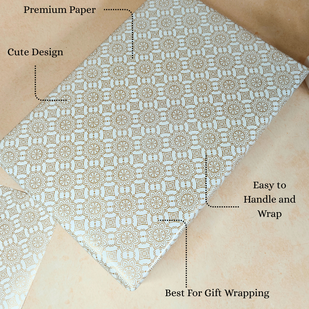 Golden Flower White Base Packing Paper