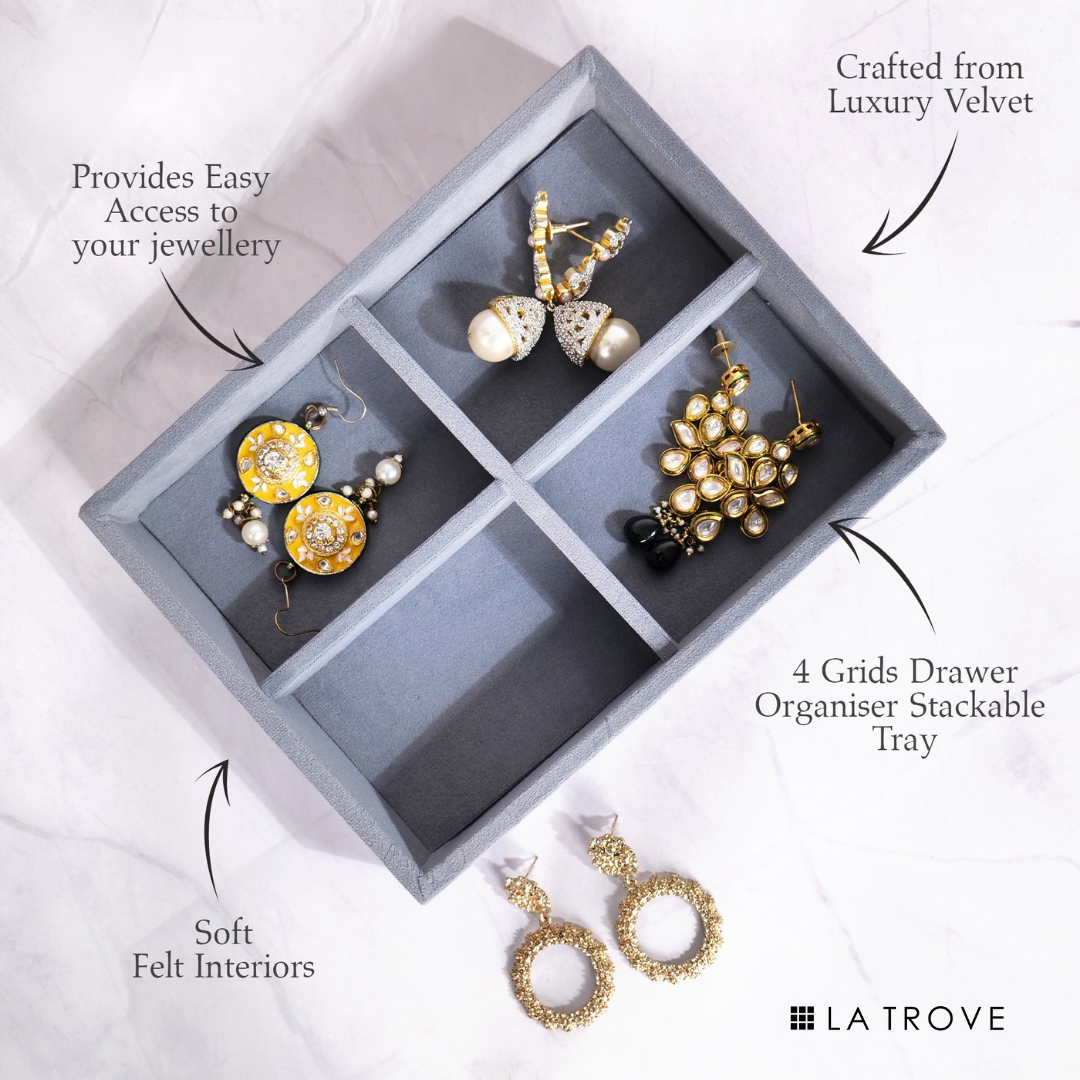 Luxury Small 4 Grids Jewellery Tray