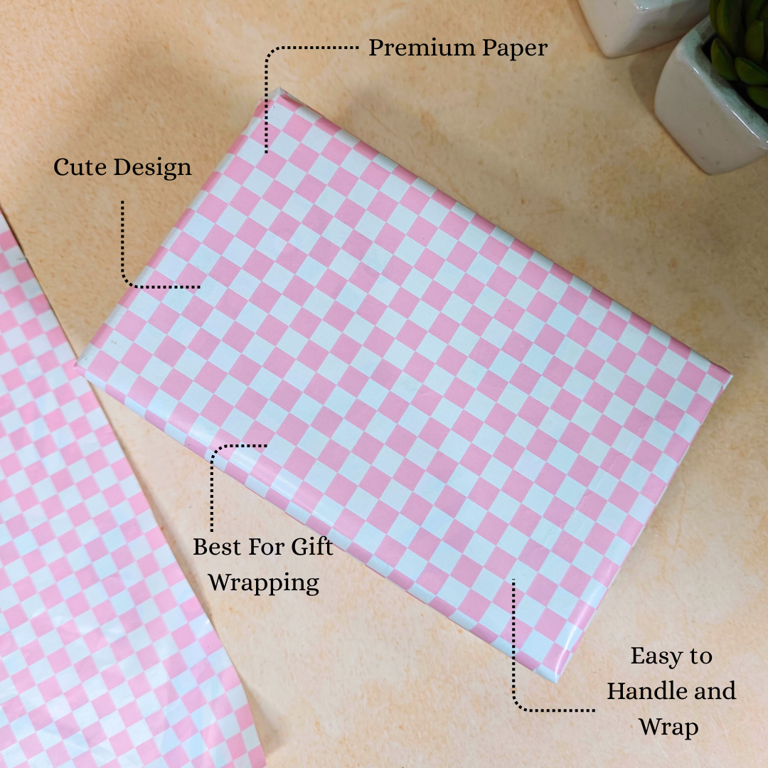 Pink Check Dual Packing Paper