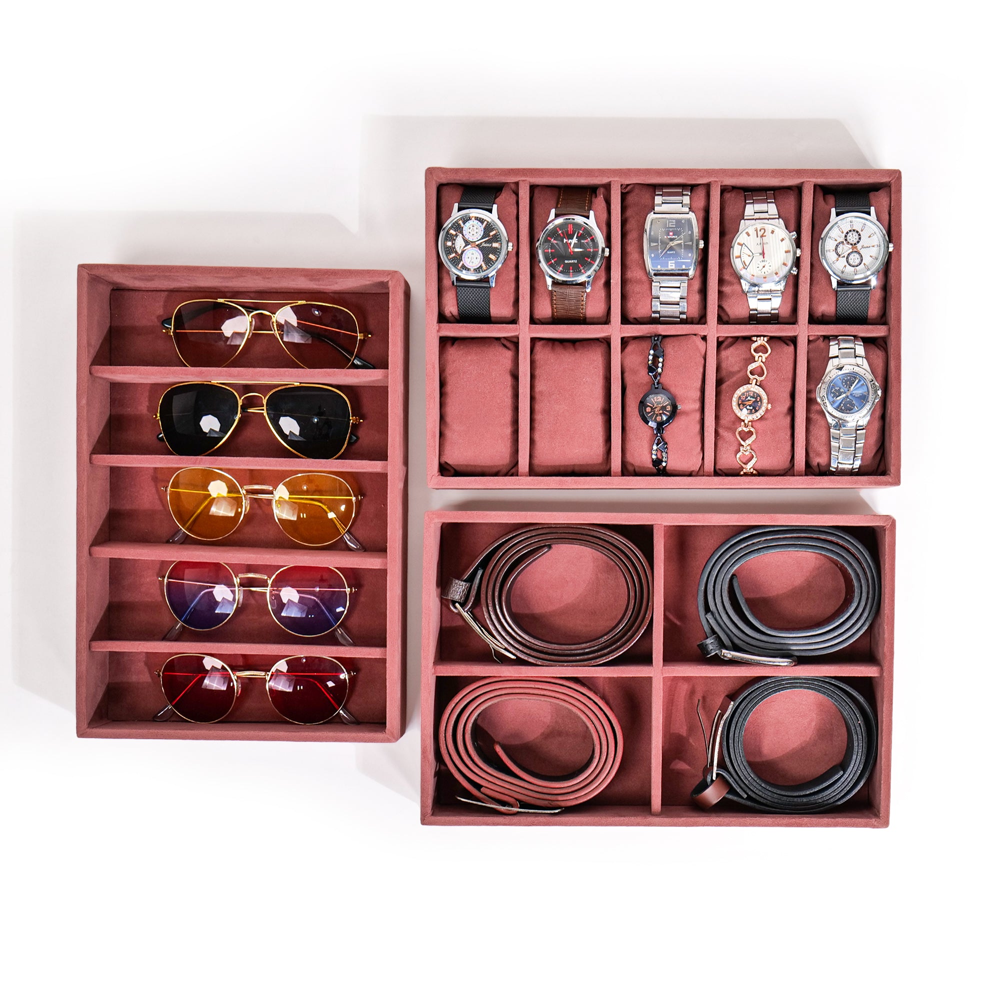 Combo of Watch, Sunglass & Belt Organizer Trays