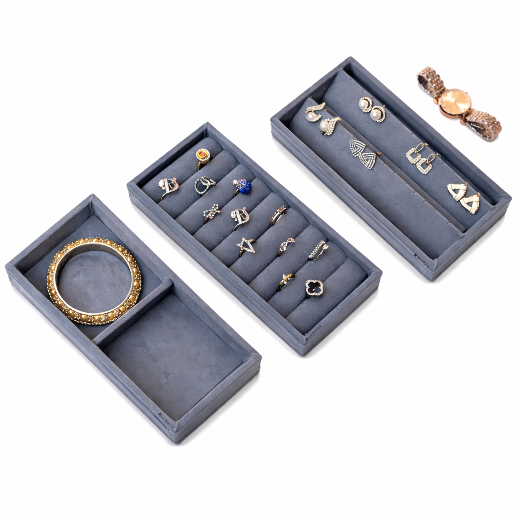 Mini Jewellery Tray Set – Ring, Earring & 2 Grid Organiser