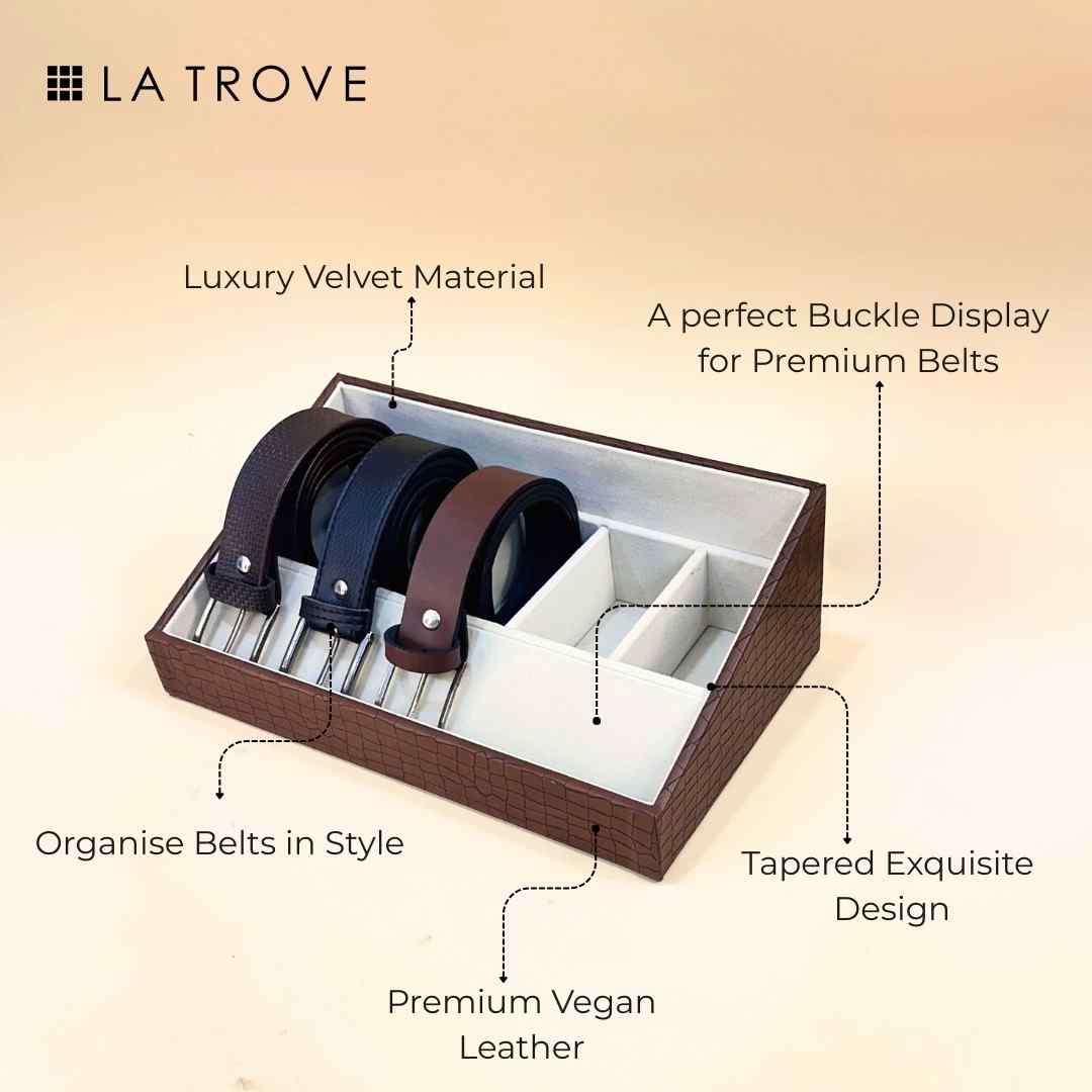 5 Slot Luxury Vegan Leather Belt Tray