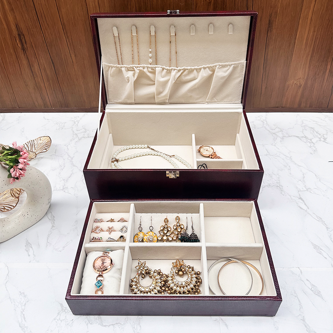 Black Designer Treasure Jewellery Organizer Box.