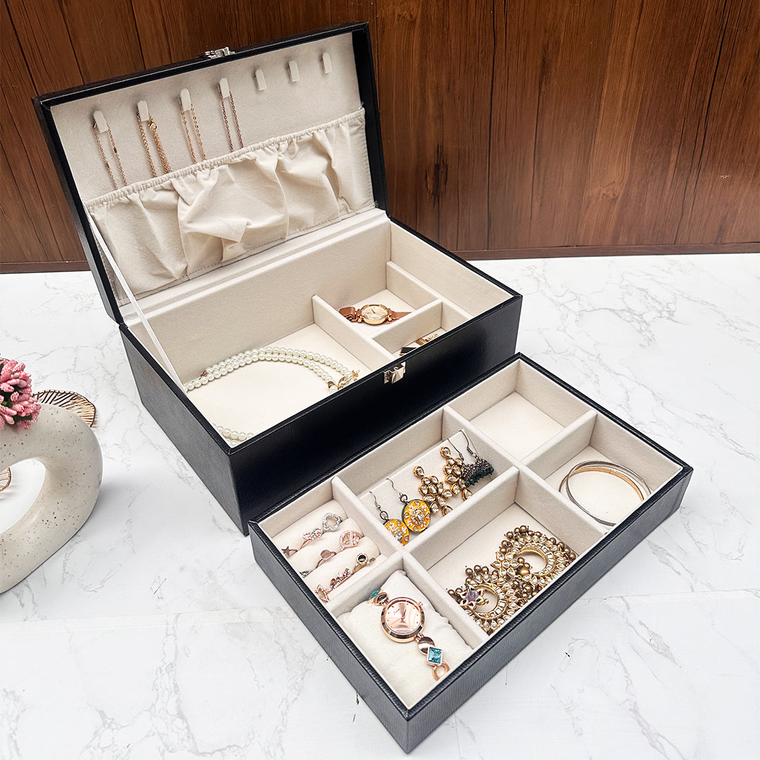 Black Designer Treasure Jewellery Organizer Box.