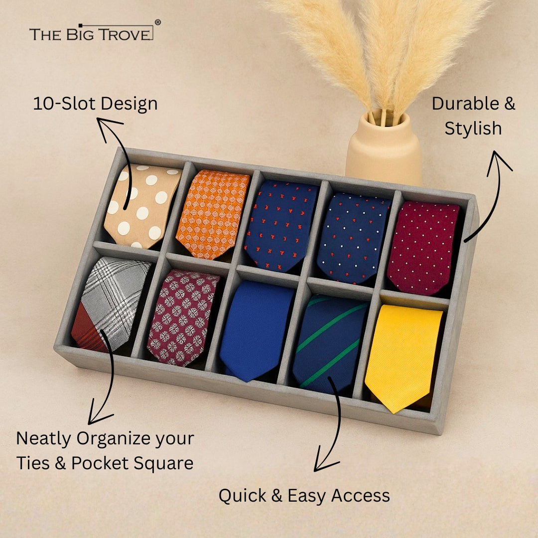 TBT 10 Slot Tie & Pocket Square Organiser Tray