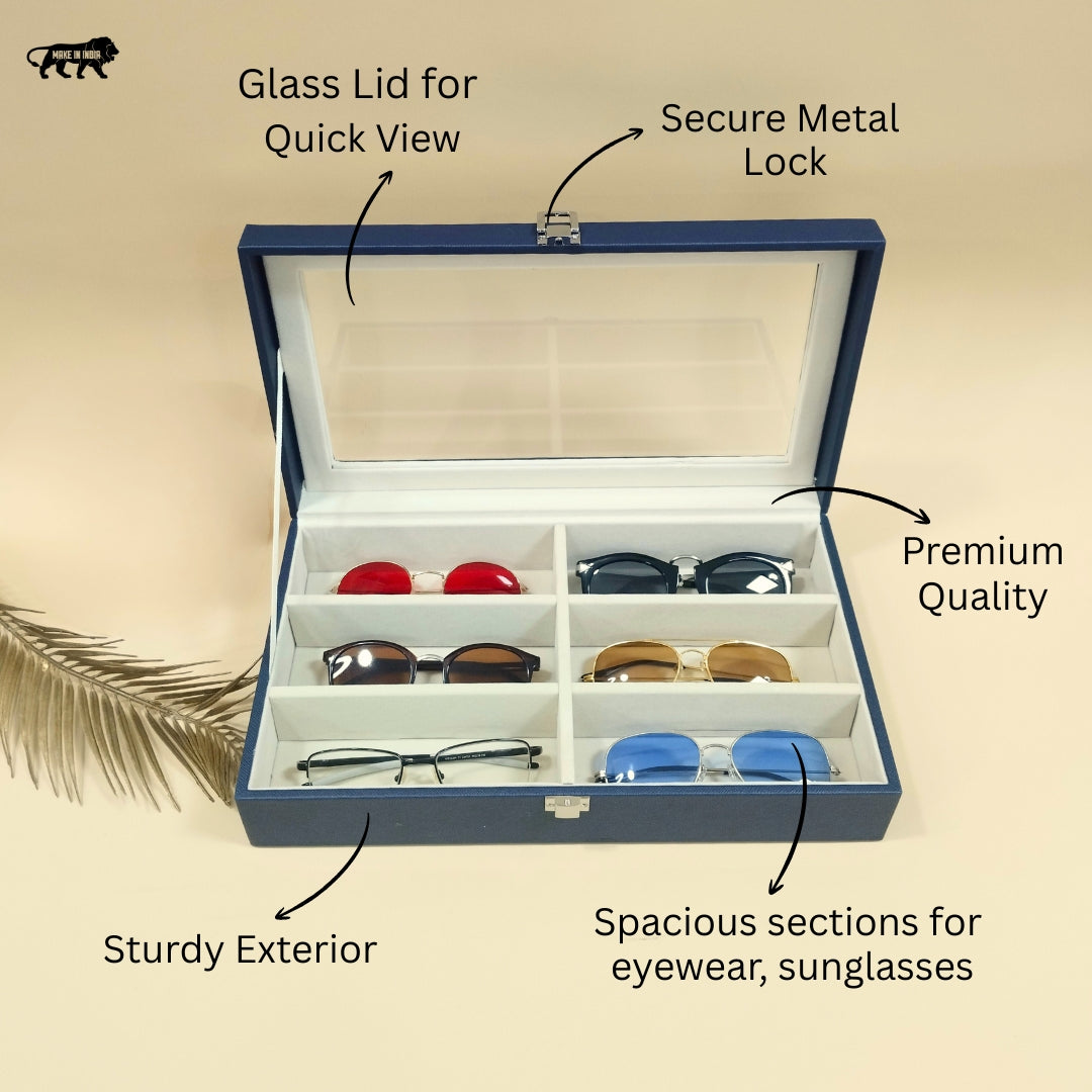 TBT 6-Slot Sunglass Organiser Box with Glass Top
