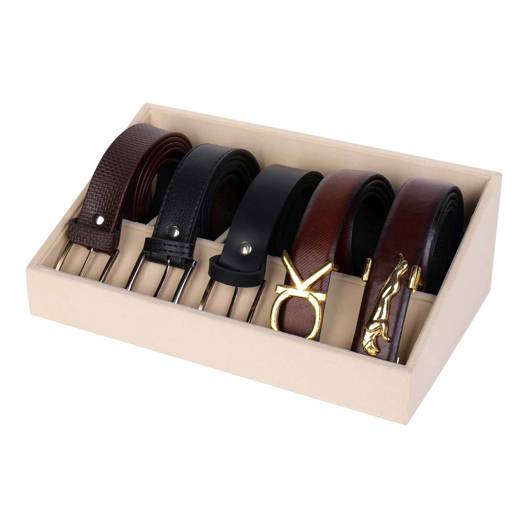 5 Slot Luxury Velvet Belt Tray