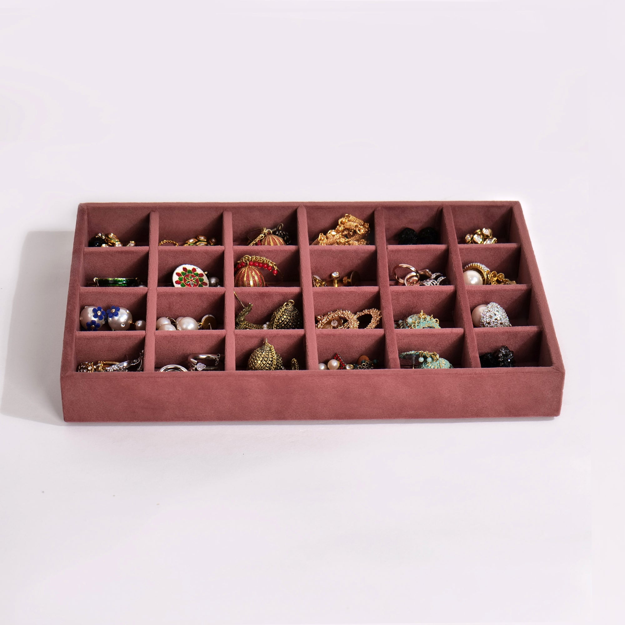 Drawer Stackable Jewellery Trays – Velvet Grid Organisers (4, 6, 12, 24)