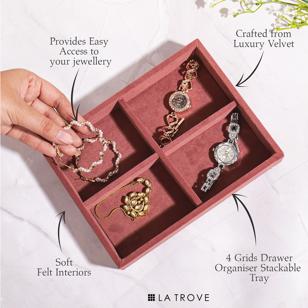 Luxury Small 4 Grids Jewellery Tray