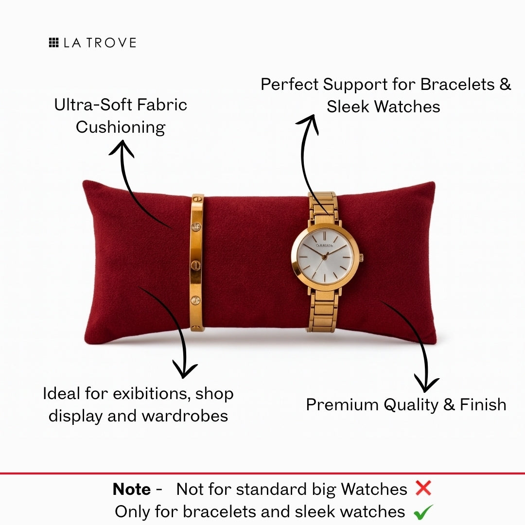 Pack of 1 Long Velvet Pillow for Watch, Bangle & Bracelet Trays