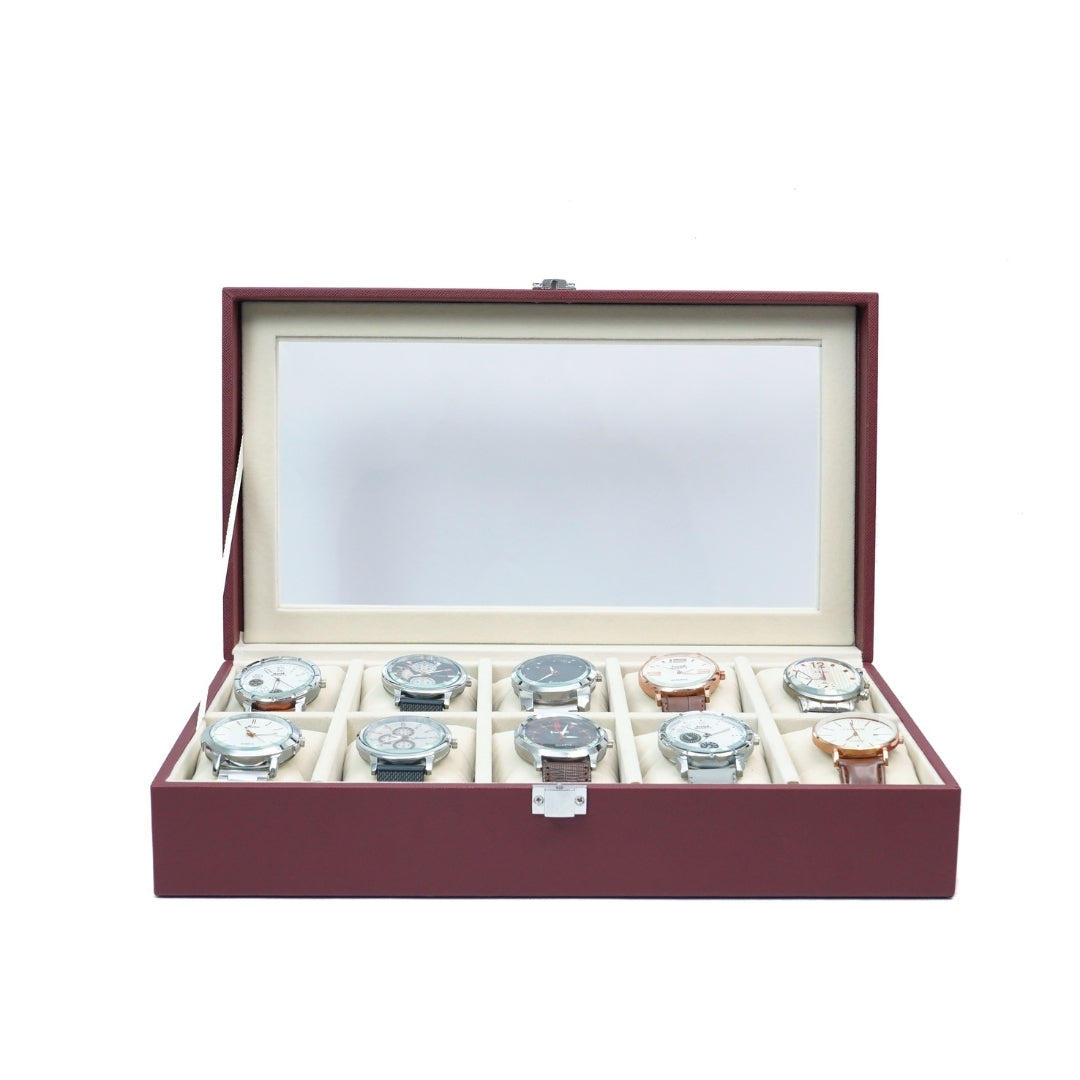 TBT 10 Slot Watch Box With Glass Top