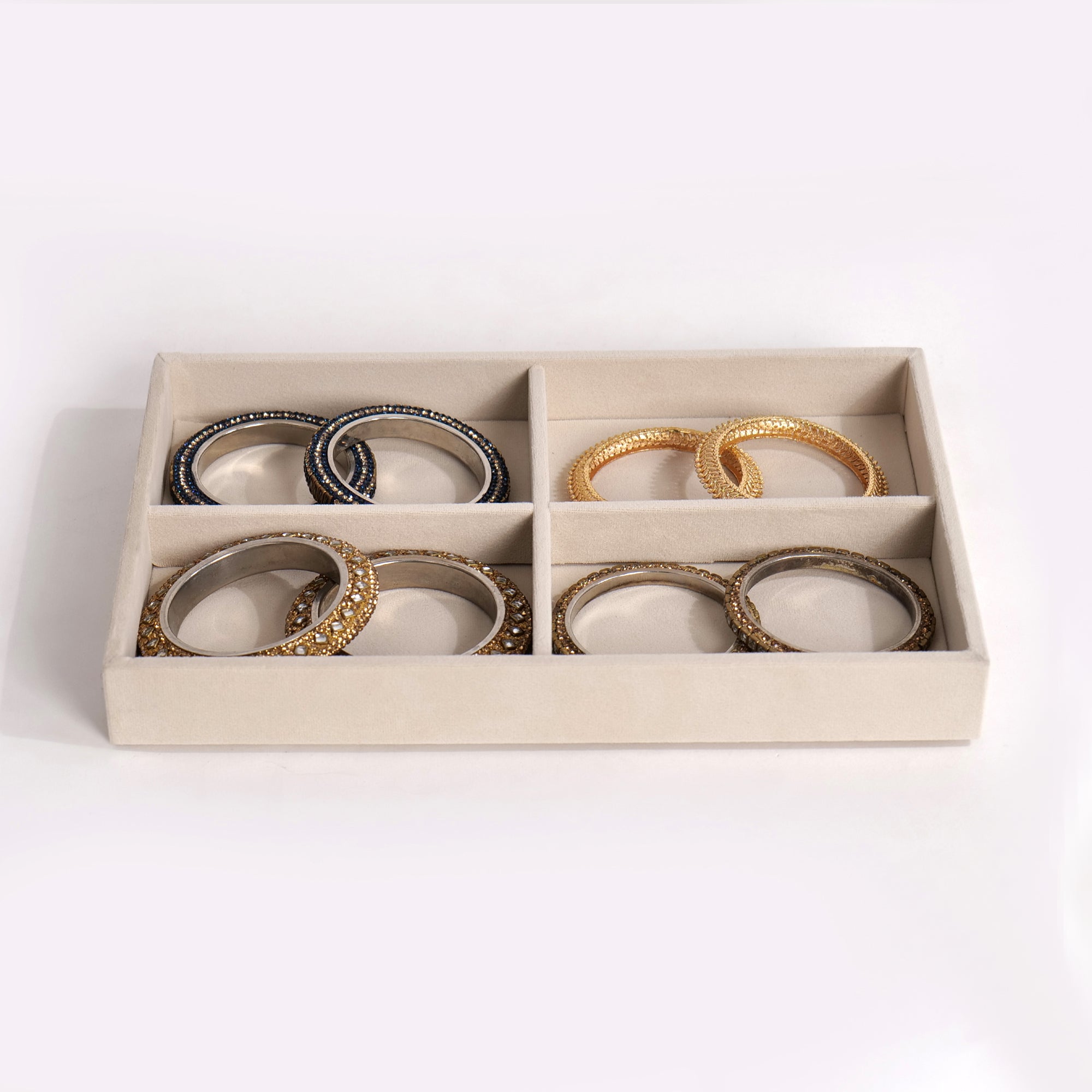 Drawer Stackable Jewellery Trays – Velvet Grid Organisers (4, 6, 12, 24)