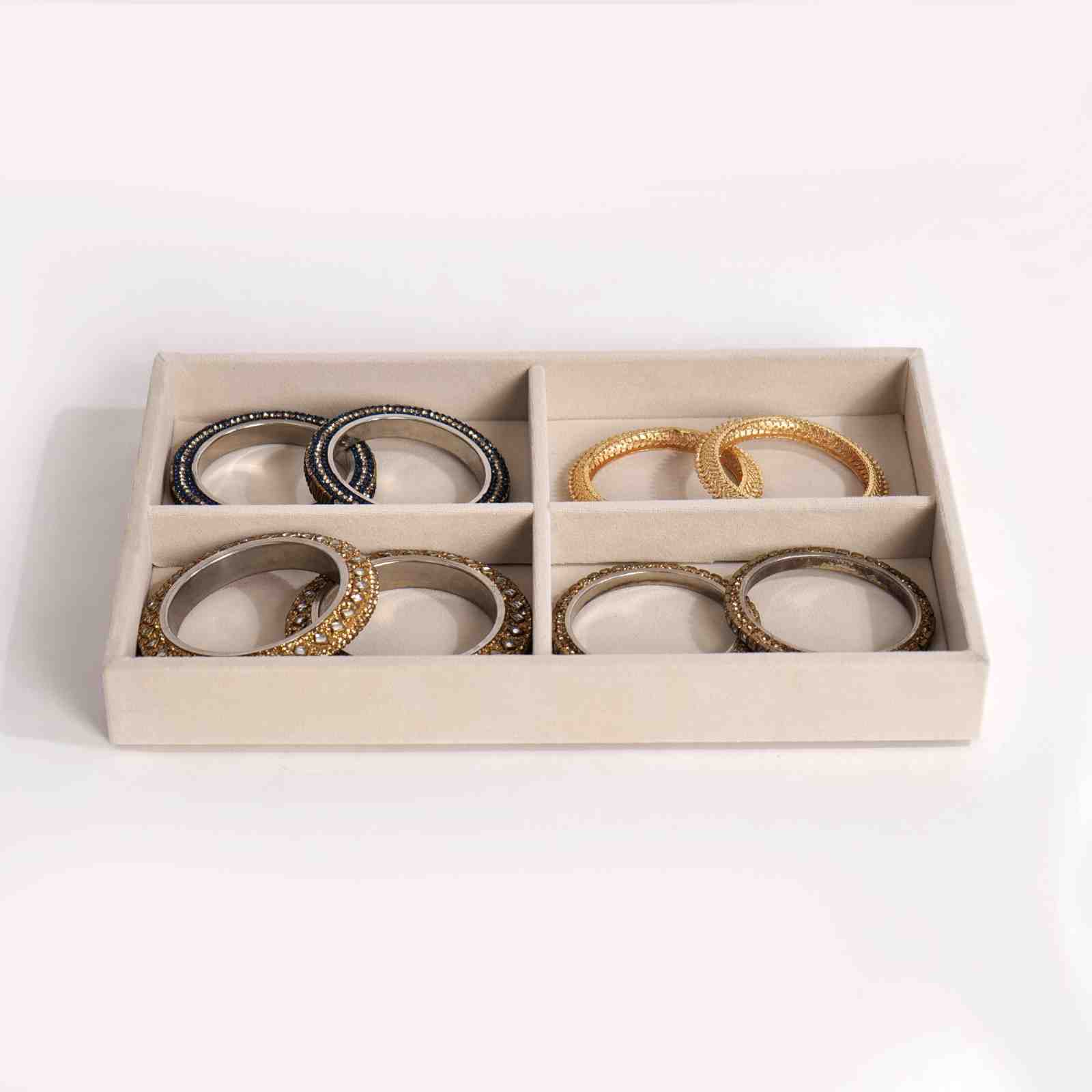 Drawer Stackable Jewellery Trays – Velvet Grid Organisers (4, 6, 12, 24)