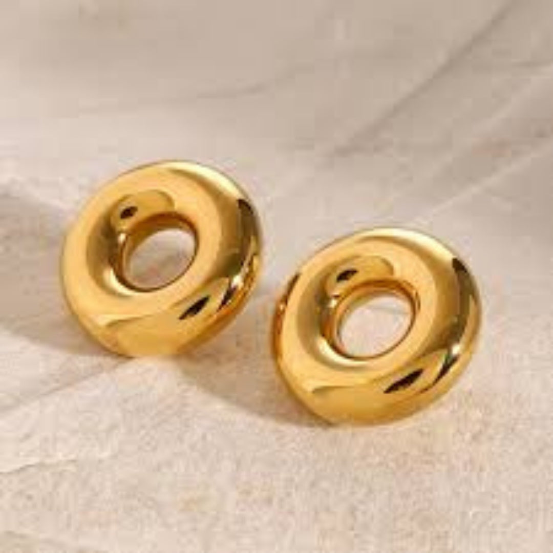 Lightweight gold button stud earrings fashion jewelry.