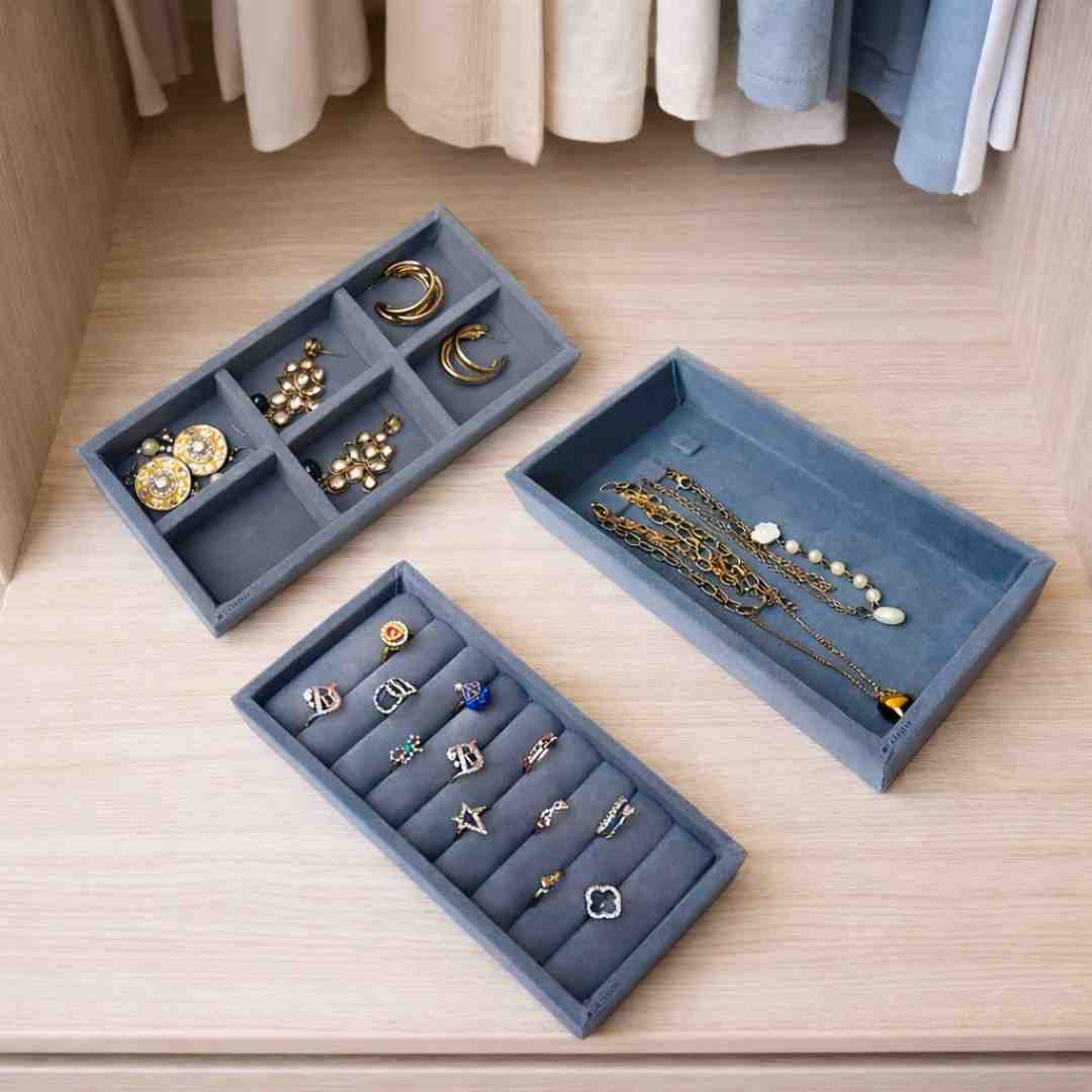 Ring, 6 Grid & Chain Jewellery Tray Organizer