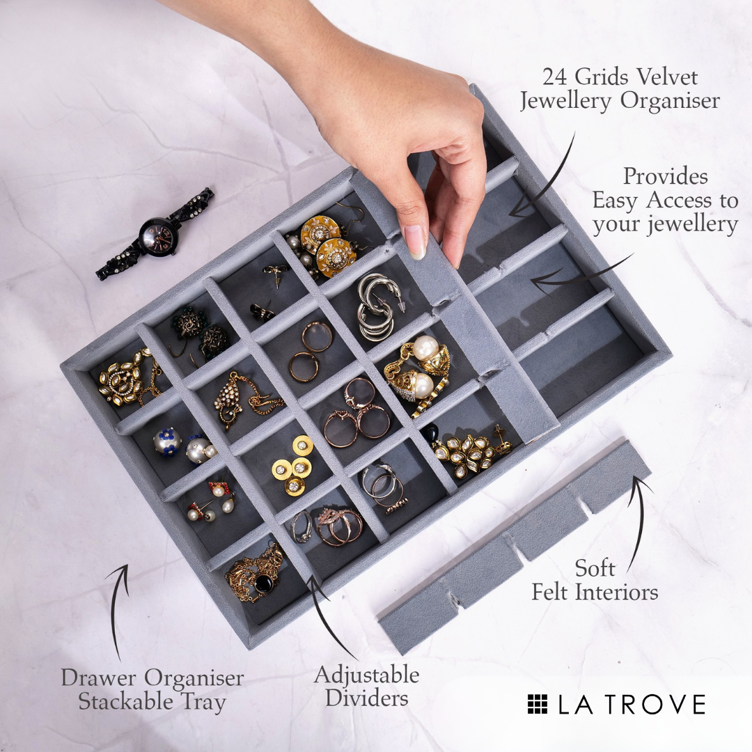 Luxury 24 Grids Jewellery Tray