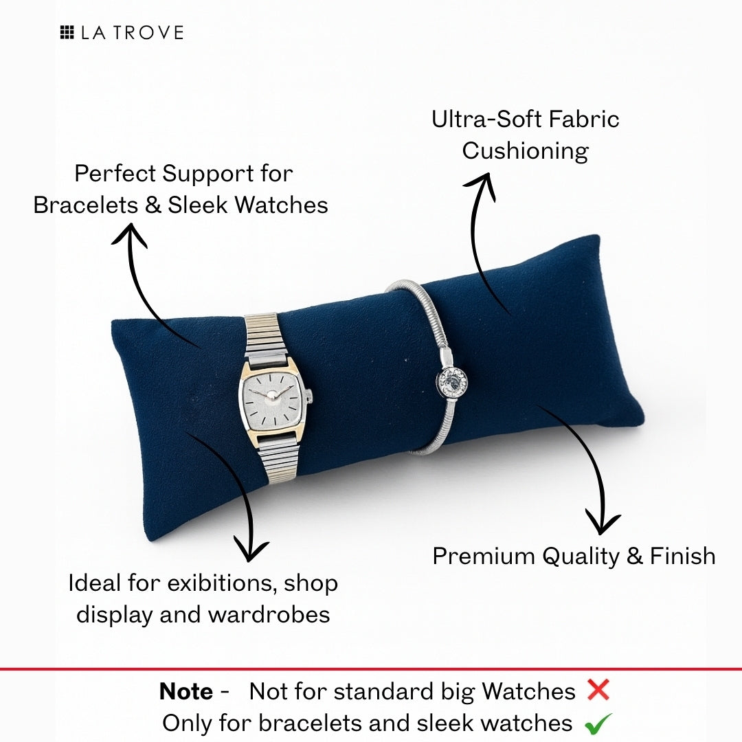 Pack of 3 Long Velvet Pillow Set – Watch, Bangle & Bracelet Trays