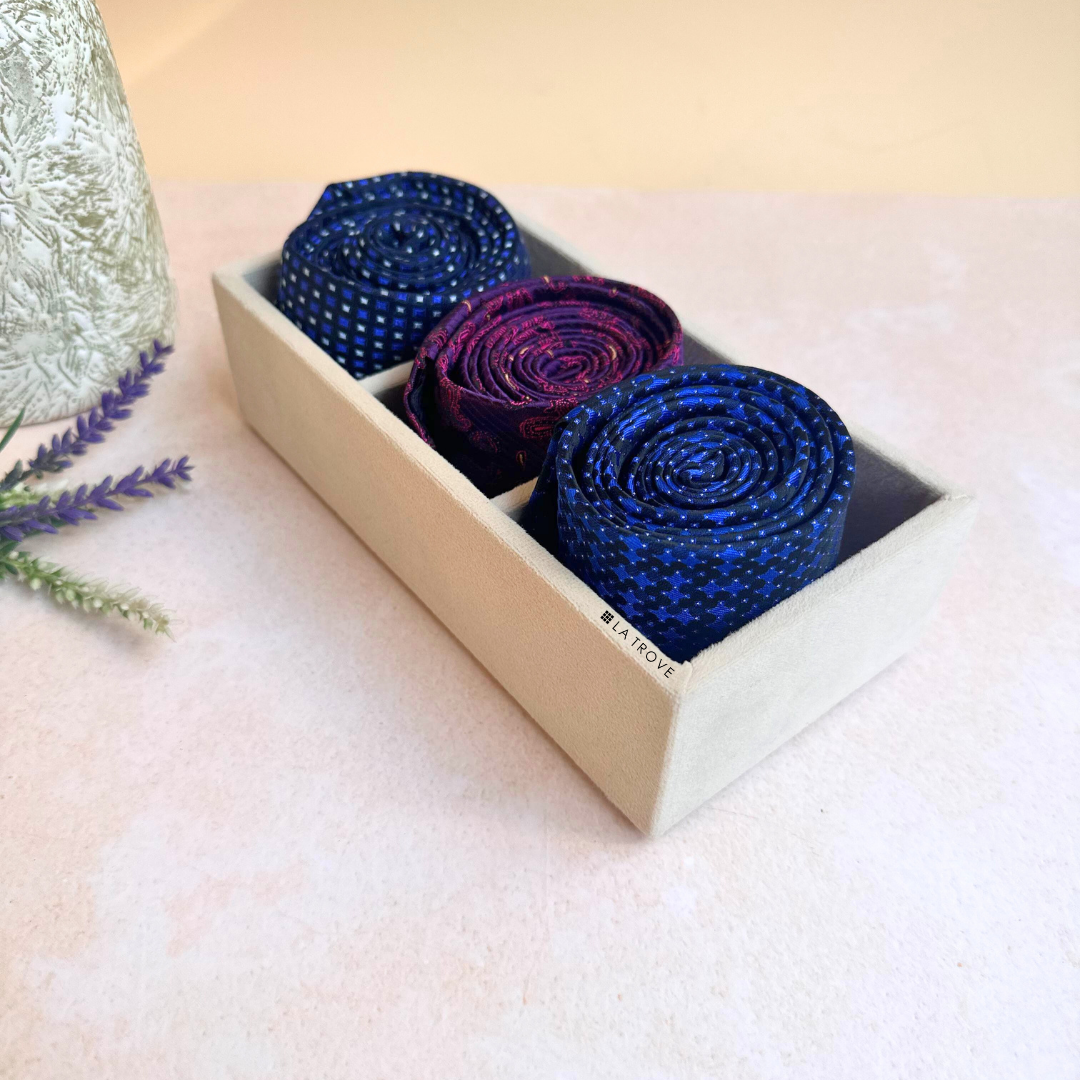 3 Slot Mini Tie & Pocket Square Tray