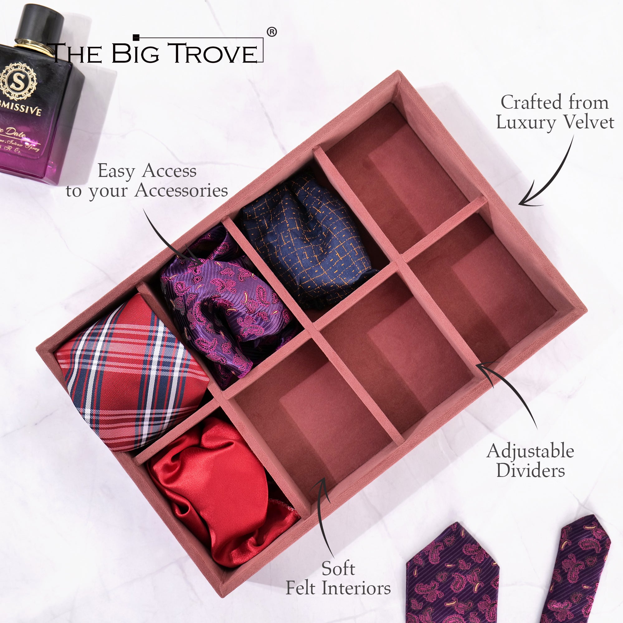 8 Slot Tie & Pocket Square Tray